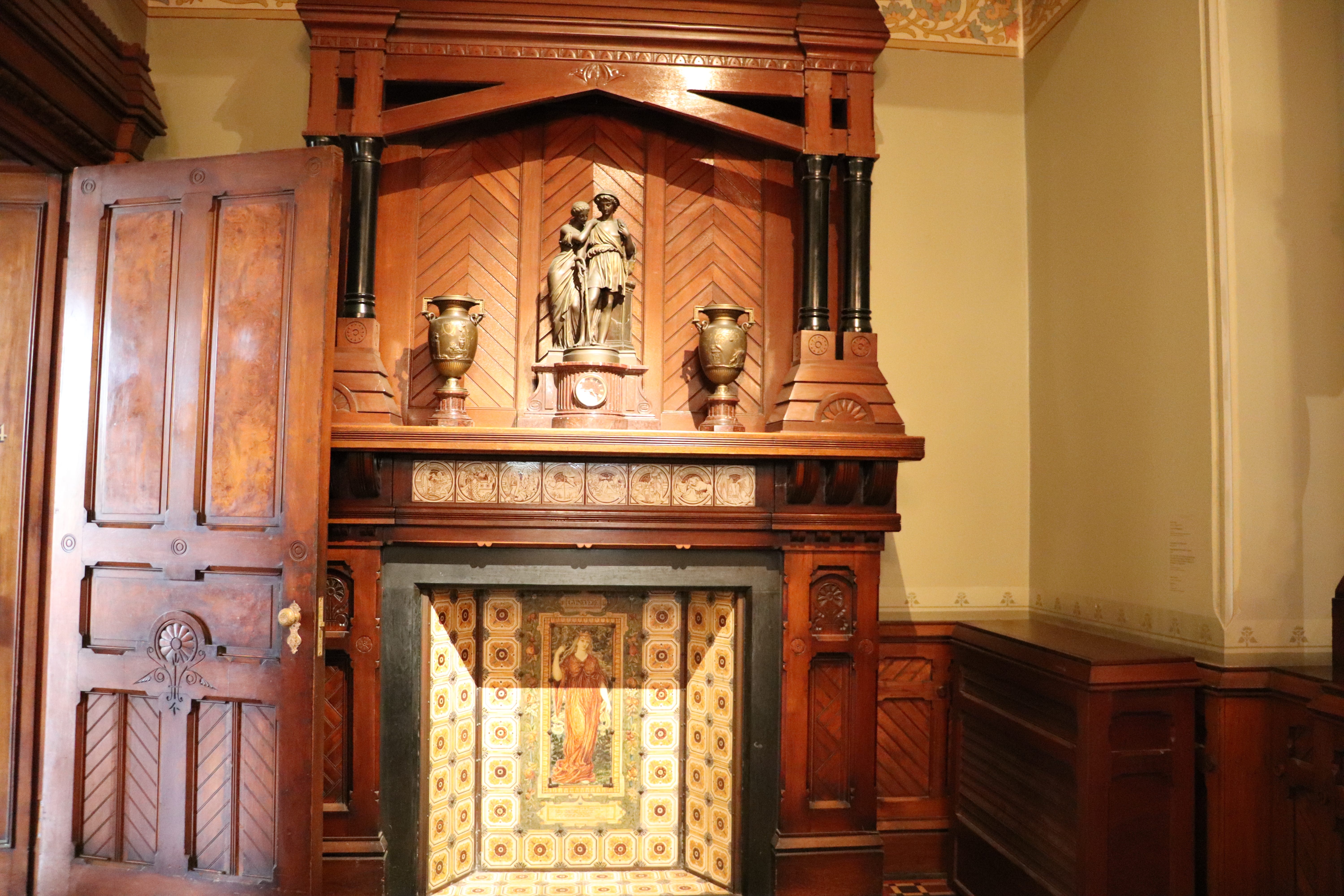 A fireplace in the Great Hall.