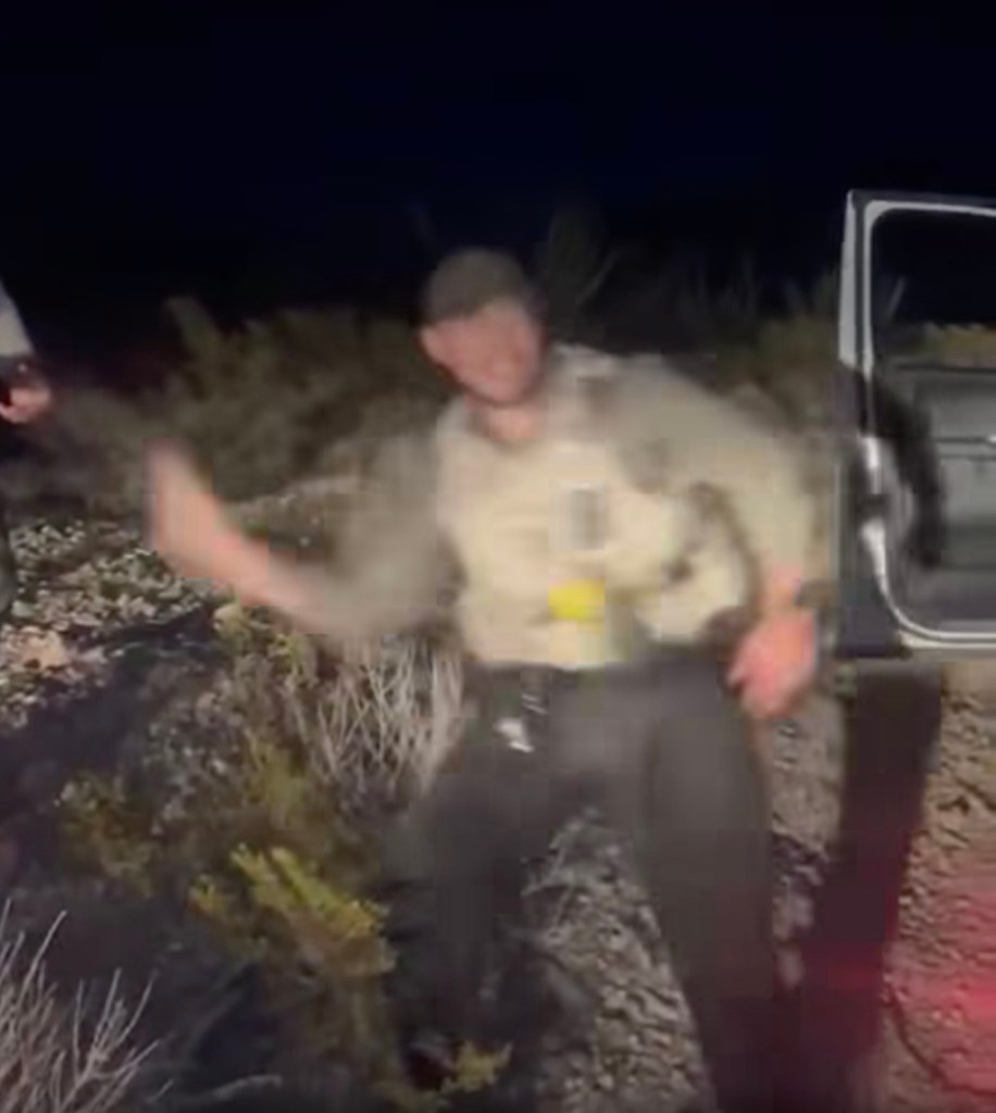 A Grant County Sheriff's deputy throwing a baby bunny into a car.