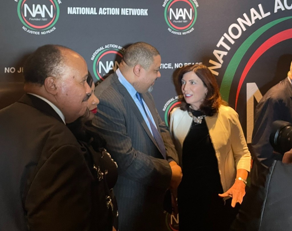 Alvin Bragg and Governor Kathy Hochul at the National Action Network's Keeper of the Dream Awards.