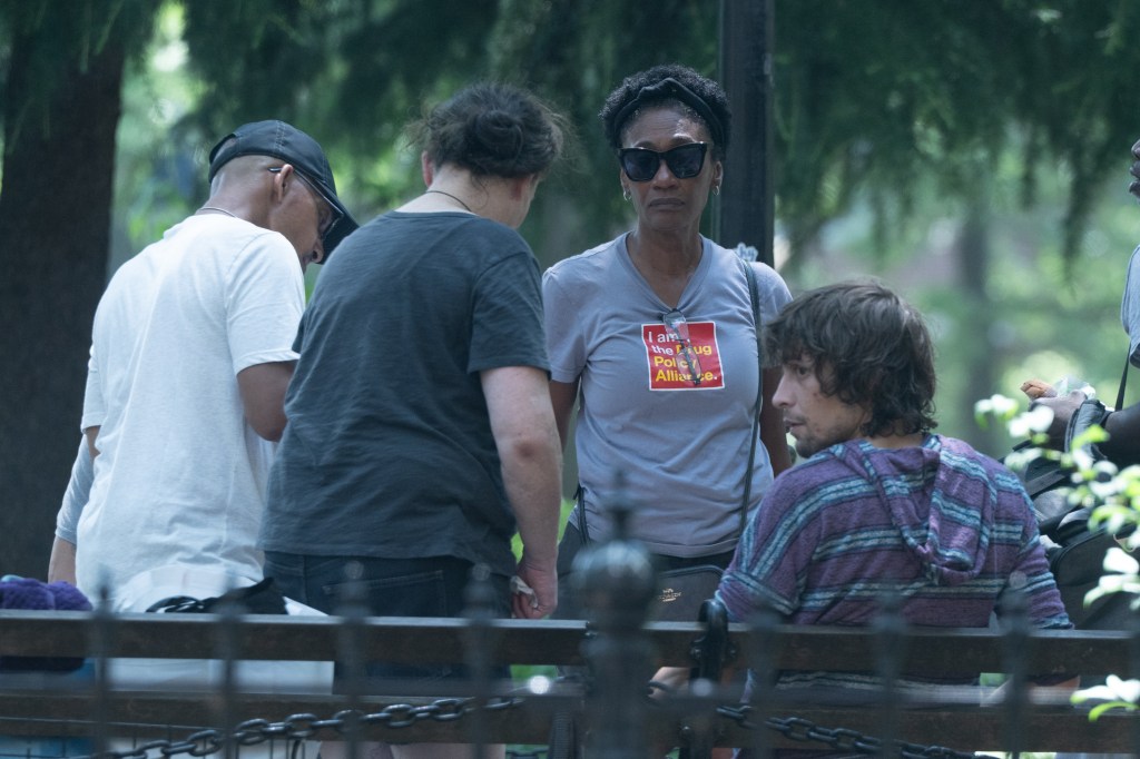 Drug addiction outreach in Washington Square Park.