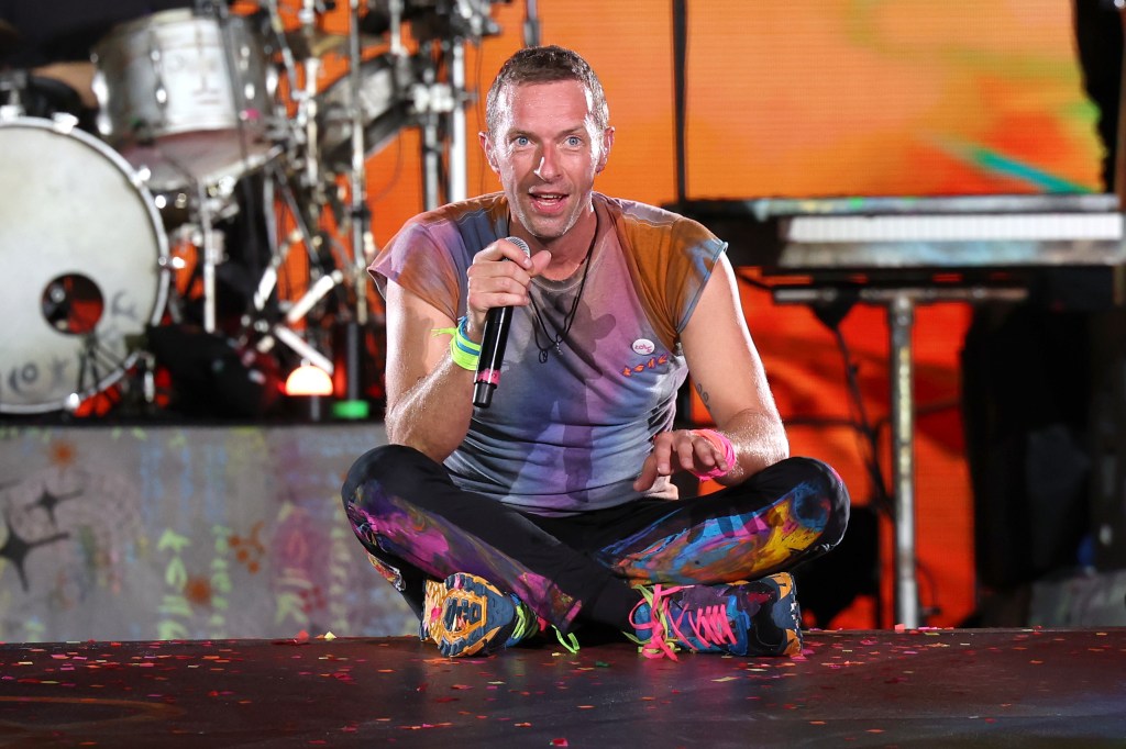 Chris Martin on stage in 2023. 