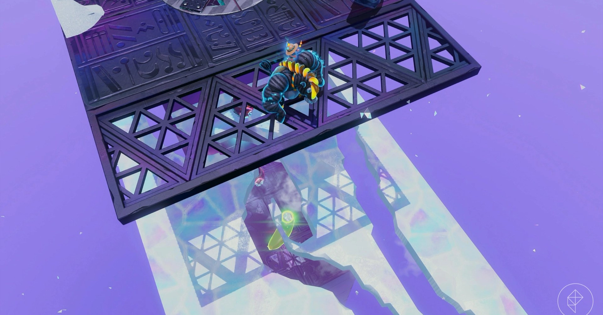 Donkey Kong stands on a metal grate above snow in the Freezer layer bananas while looking for Freezer banandium gem locations in Donkey Kong Bananza