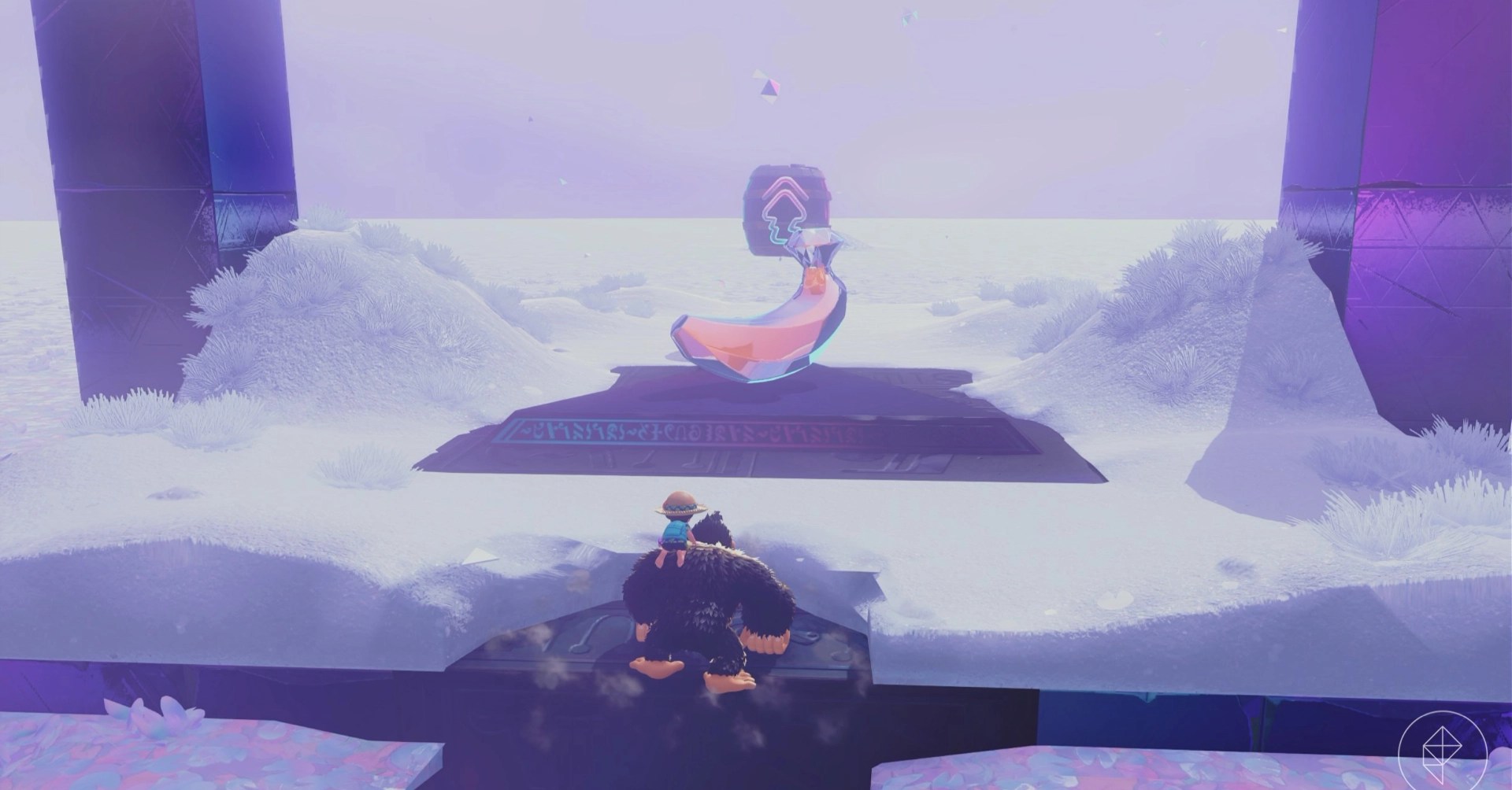 Donkey Kong walks up to a banana in the snow in the Donkey Kong Freezer Layer in Donkey Kong Bananza