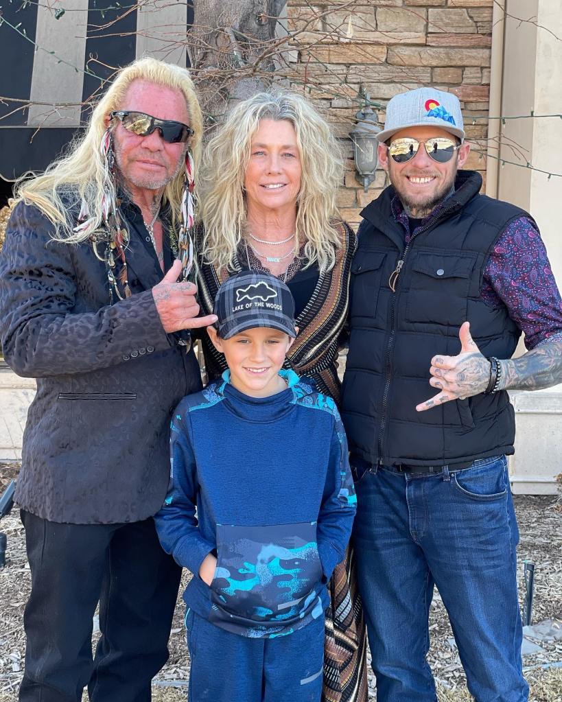 Dog the Bounty Hunter with his wife, Francie Frane, her son Gregory Zecca, and her grandson, Anthony Zecca.