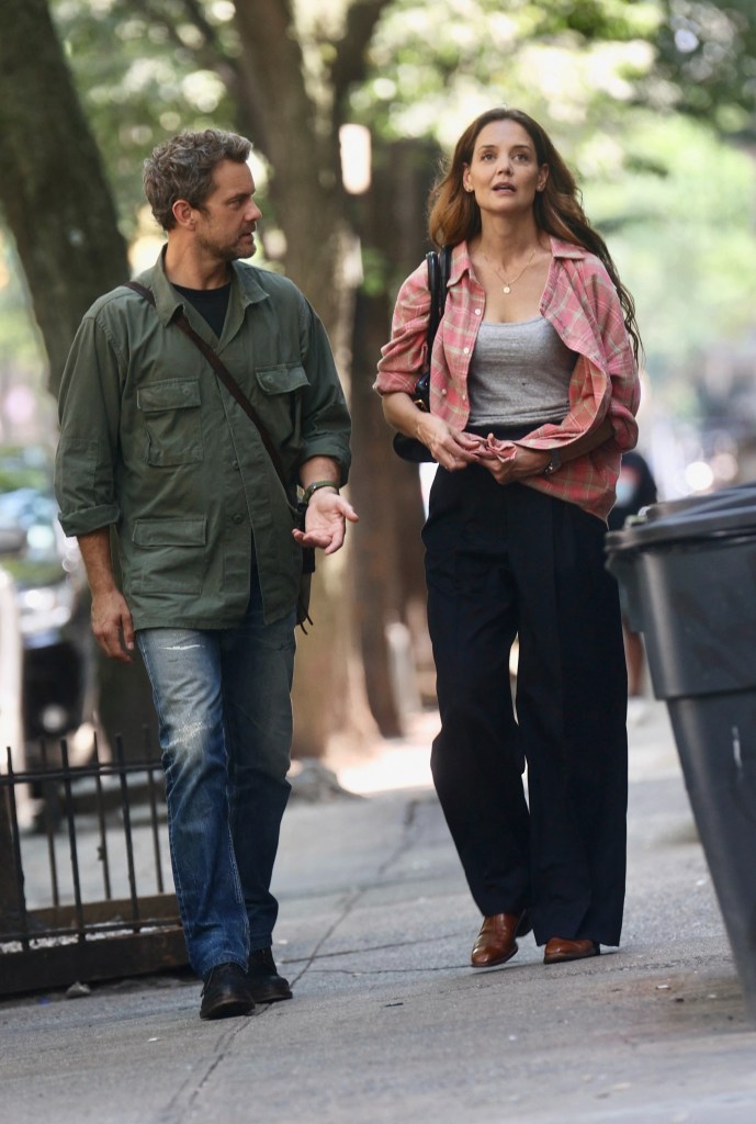 Joshua Jackson and Katie Holmes reuniting for her new film in NYC.