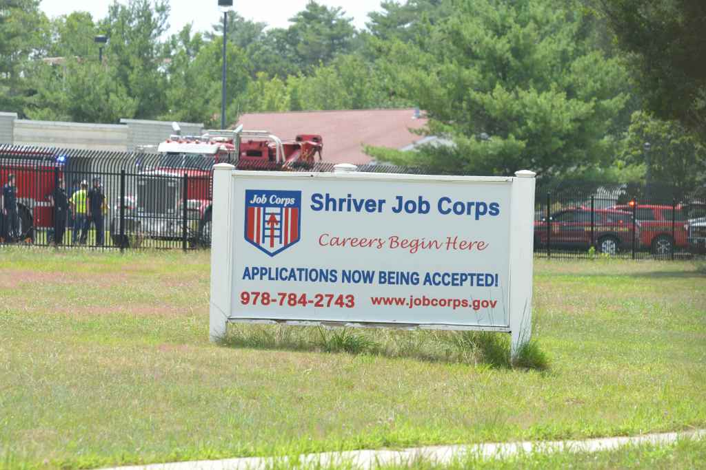 Shriver Job Corps sign; applications now being accepted.