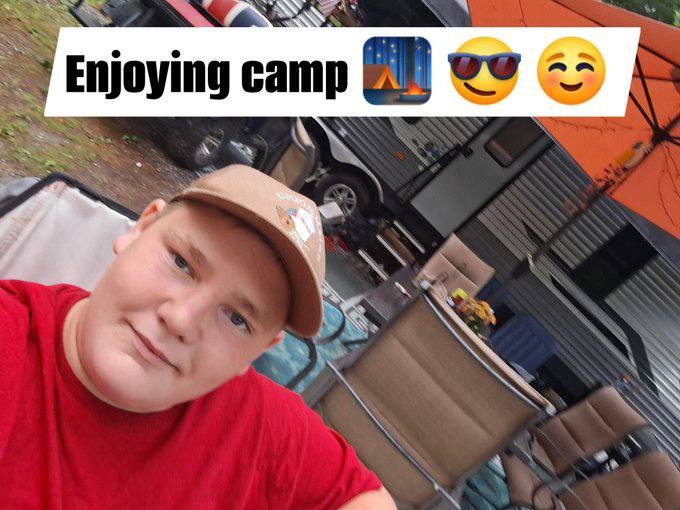 Person enjoying camping.