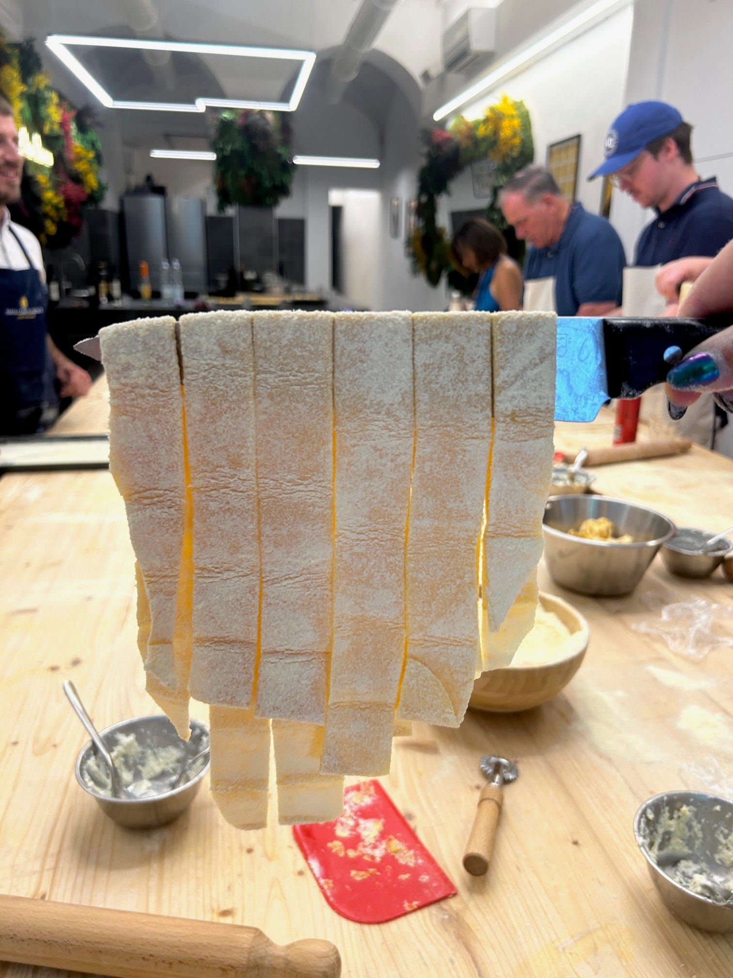 Homemade tagliatele at Florence pasta class