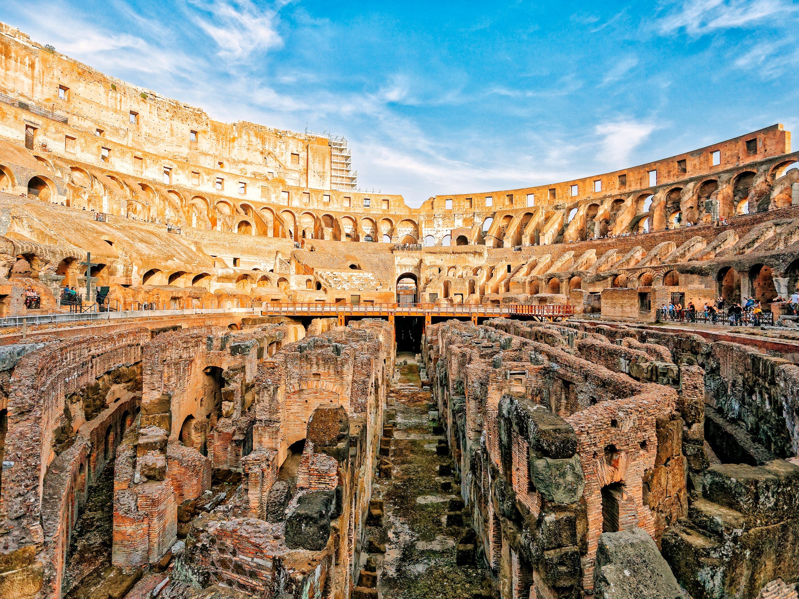 A panoramic view of the Colosseum in Rome.