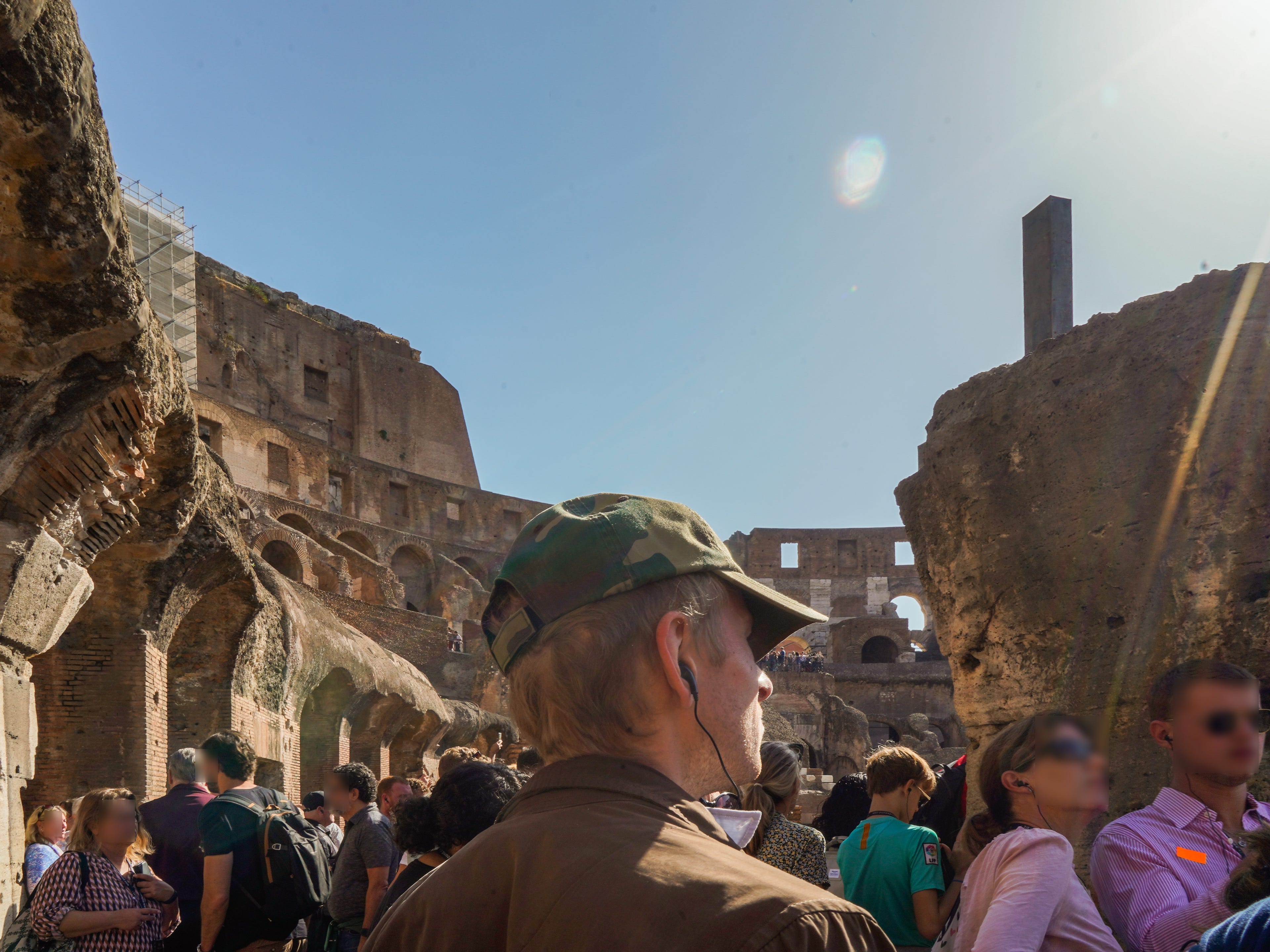 Crowds of people at the Colosseum in Rome