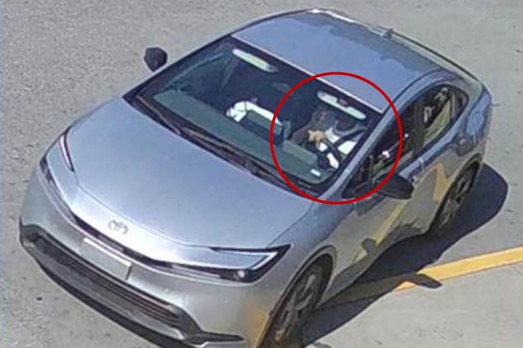 Overhead view of a gray 2024 Toyota Prius.