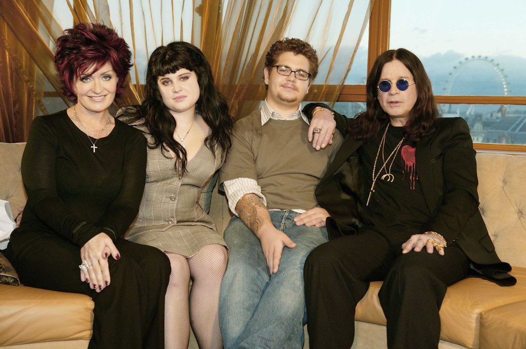 Sharon Osbourne,  Kelly Osbourne, Jack Osbourne and Ozzy Osbourne appear as guest presenters on MTV TRL at The Penthouse, Leicester Square on December 17, 2004 in London. 