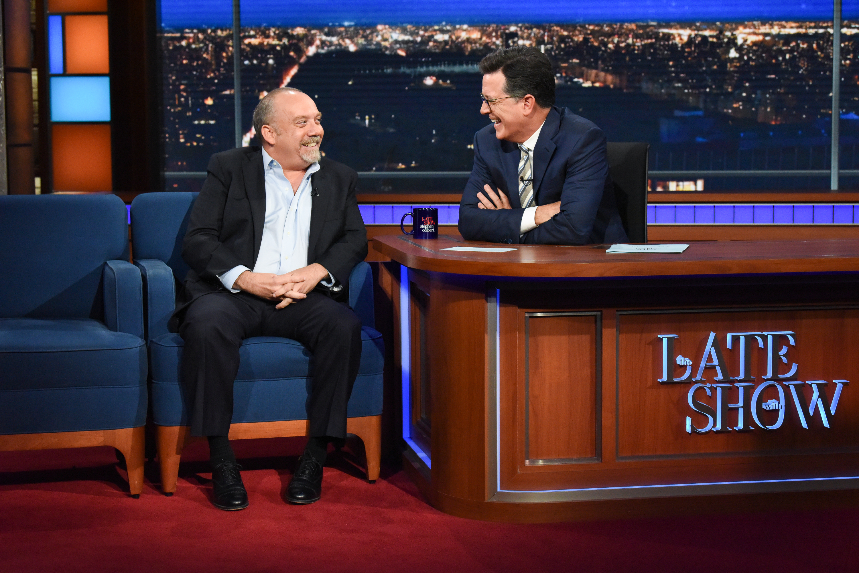 Paul Giamatti and Stephen Colbert