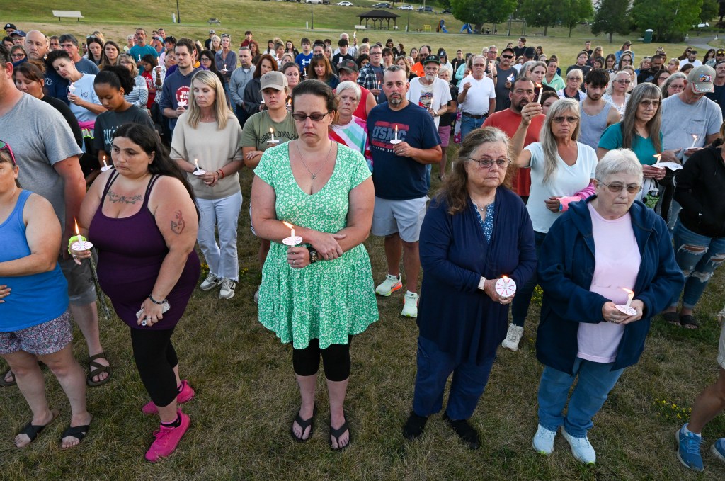 Community members attend a vigil for Melina Frattolin at Percy Bicentennial Park in Ticonderoga, NY on July 22, 2025.