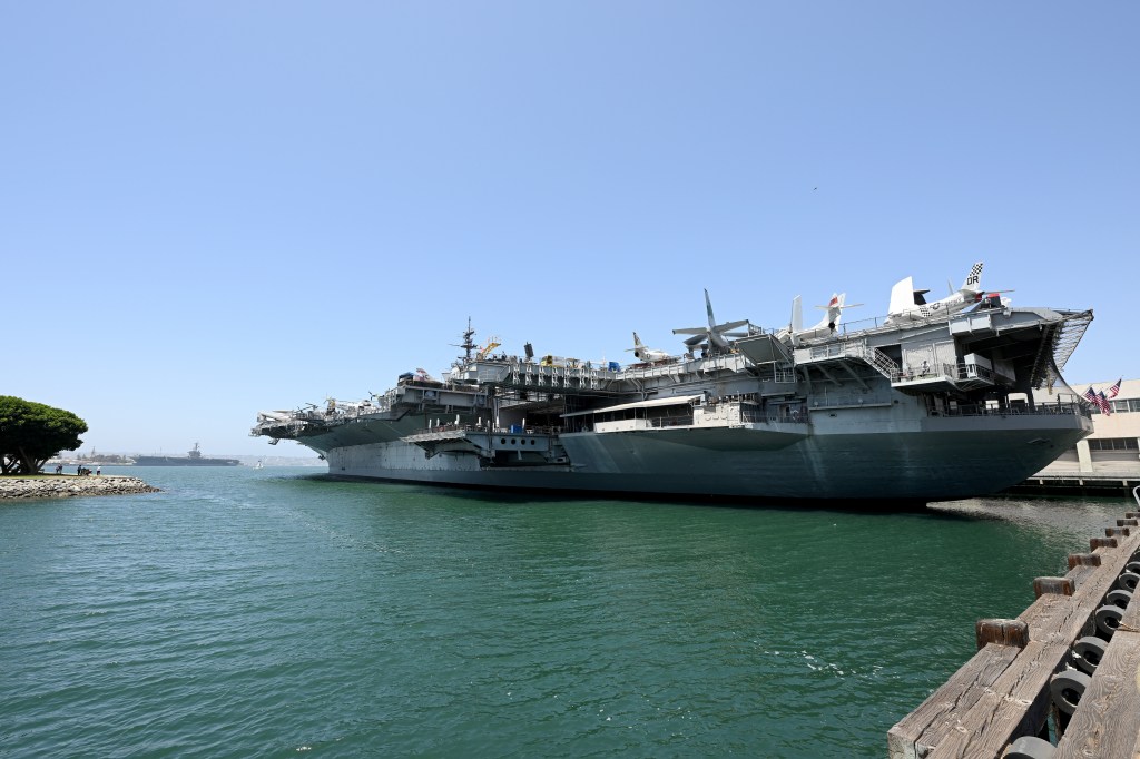 Authorities say the vessel struck the hull of the USS Midway, leaving a visible dent on the side of the historic decommissioned aircraft carrier, which now serves as a naval museum and popular tourist attraction.