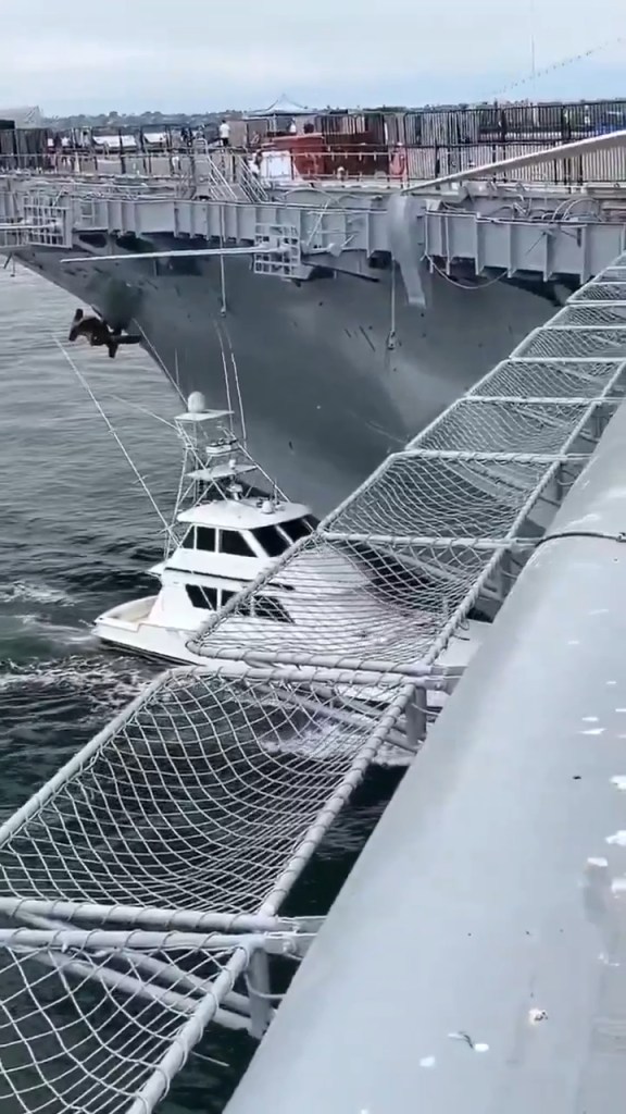 A 60-foot private vessel collided with the USS Midway in San Diego on Friday afternoon