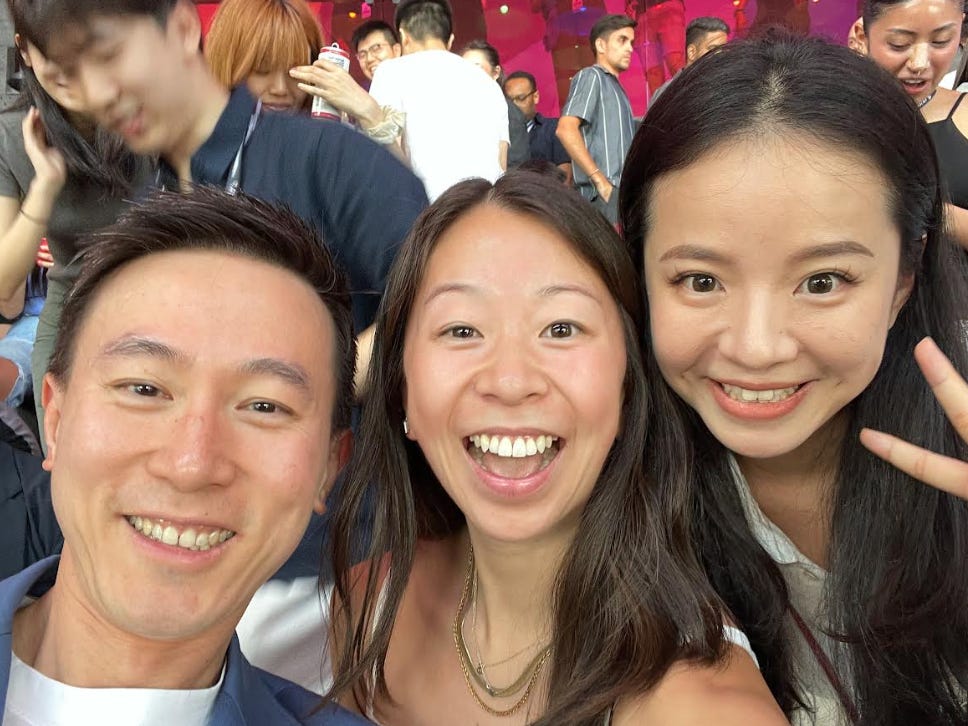 two women take a selfie with Shou Zi Chew