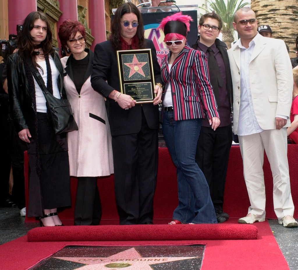 Ozzy Osbourne and family at April 2002 Hollywood Walk of Fame ceremony