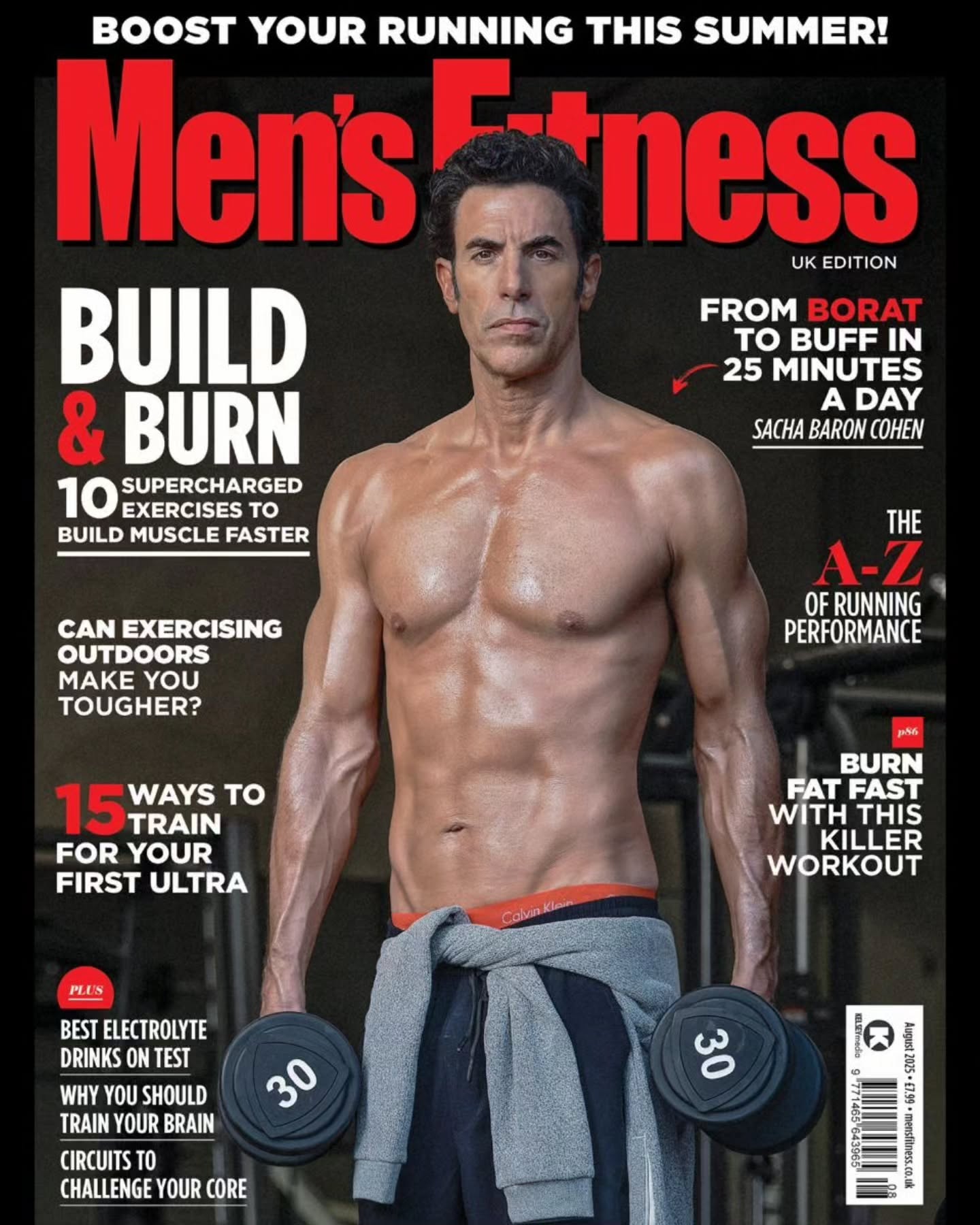 Sacha Baron Cohen on the cover of Men's Fitness. 