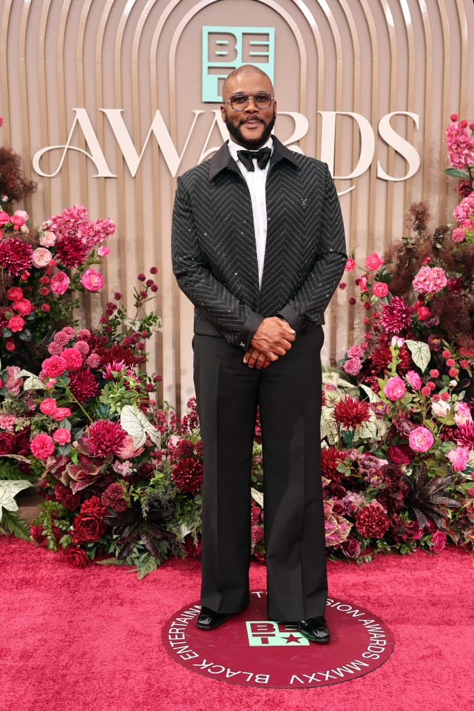 Tyler Perry on the red carpet at the 2025 BET Awards.