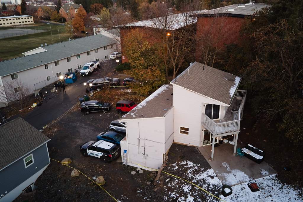 Aerial view of the crime scene at the University of Idaho student quadruple homicide.