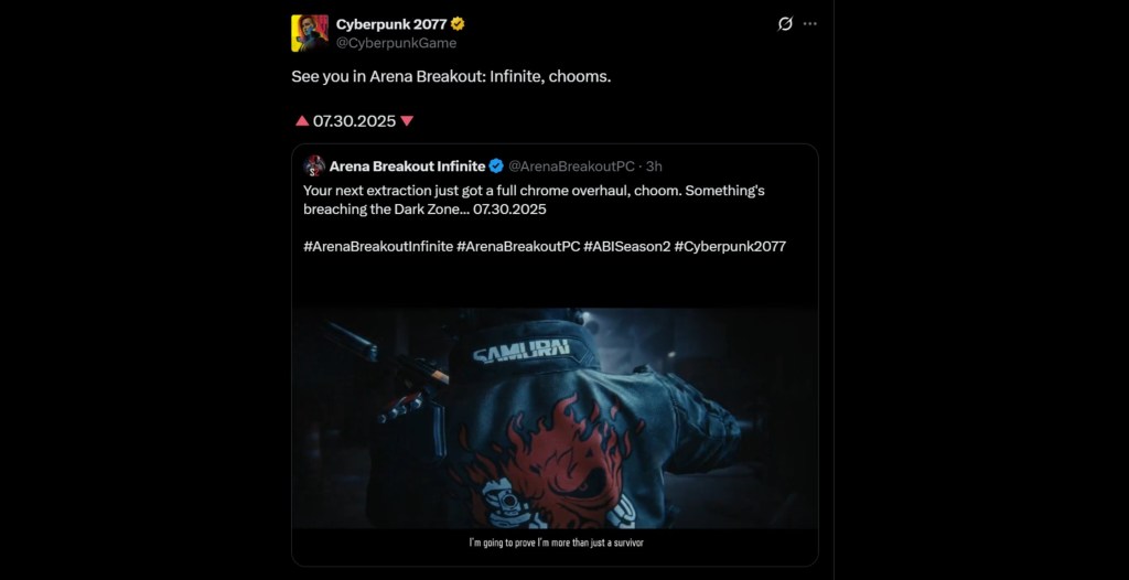 'Cyberpunk 2077' x 'Arena Breakout' Skin Video