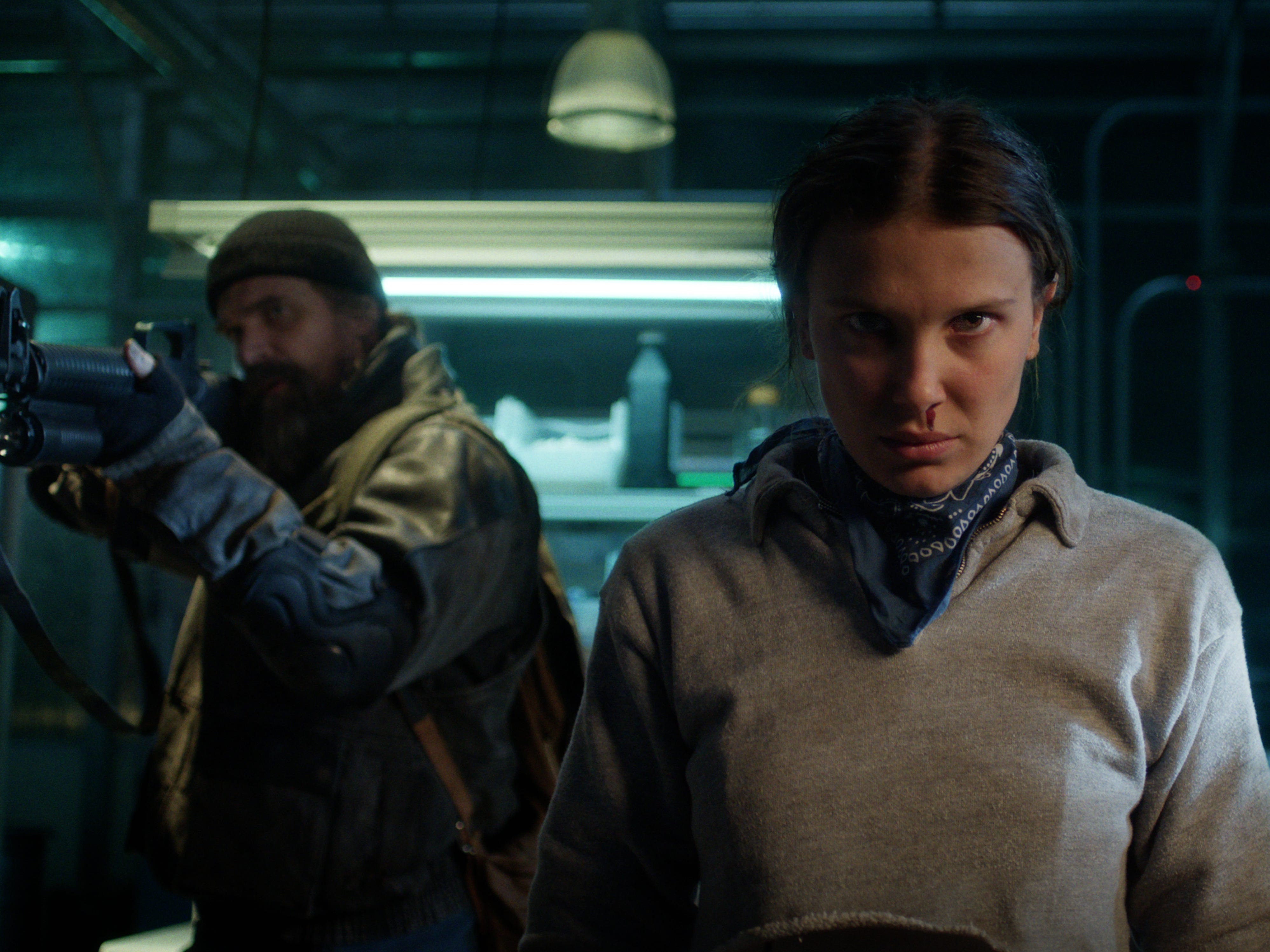David Harbour as Jim Hopper and Millie Bobby Brown as Eleven in season five of "Stranger Things."