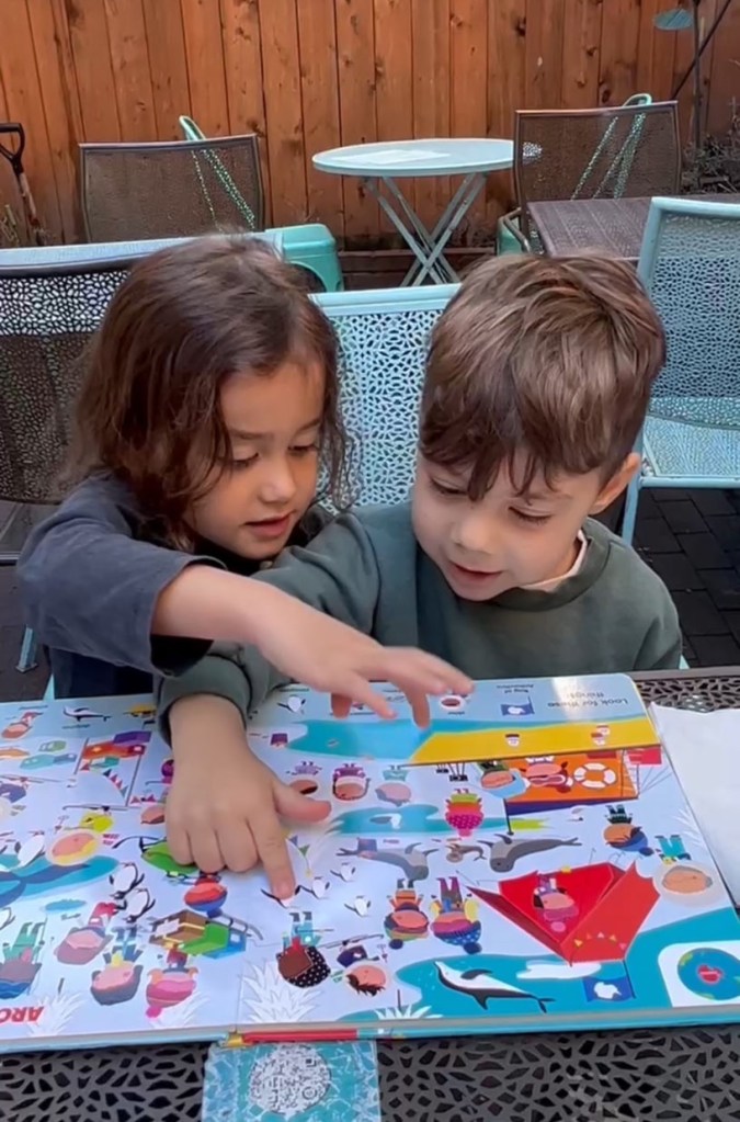 Jamie Boxer's kids at a restaurant. 