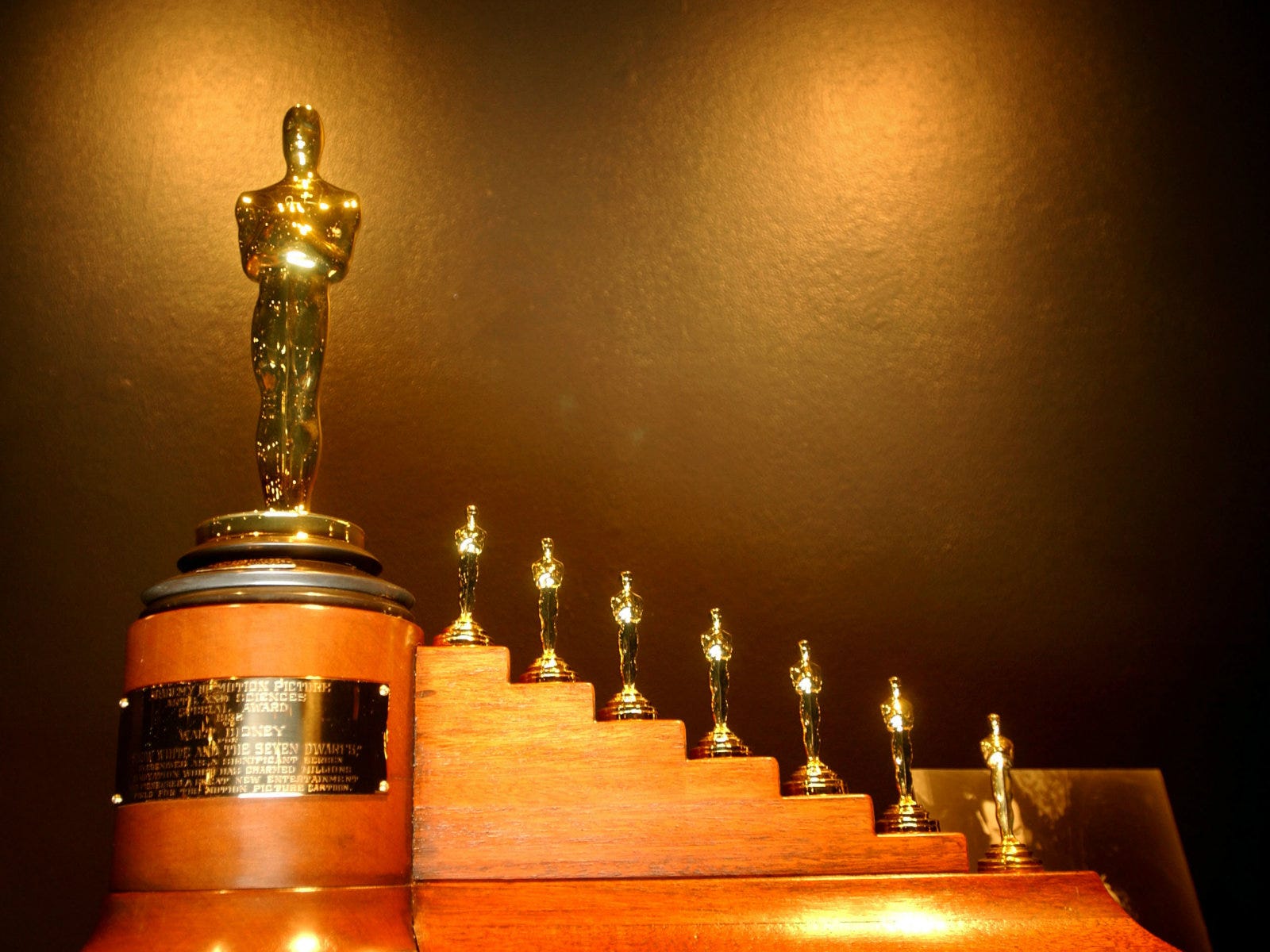 Walt Disney's eight Oscars (one regular-sized, and seven in miniature) for