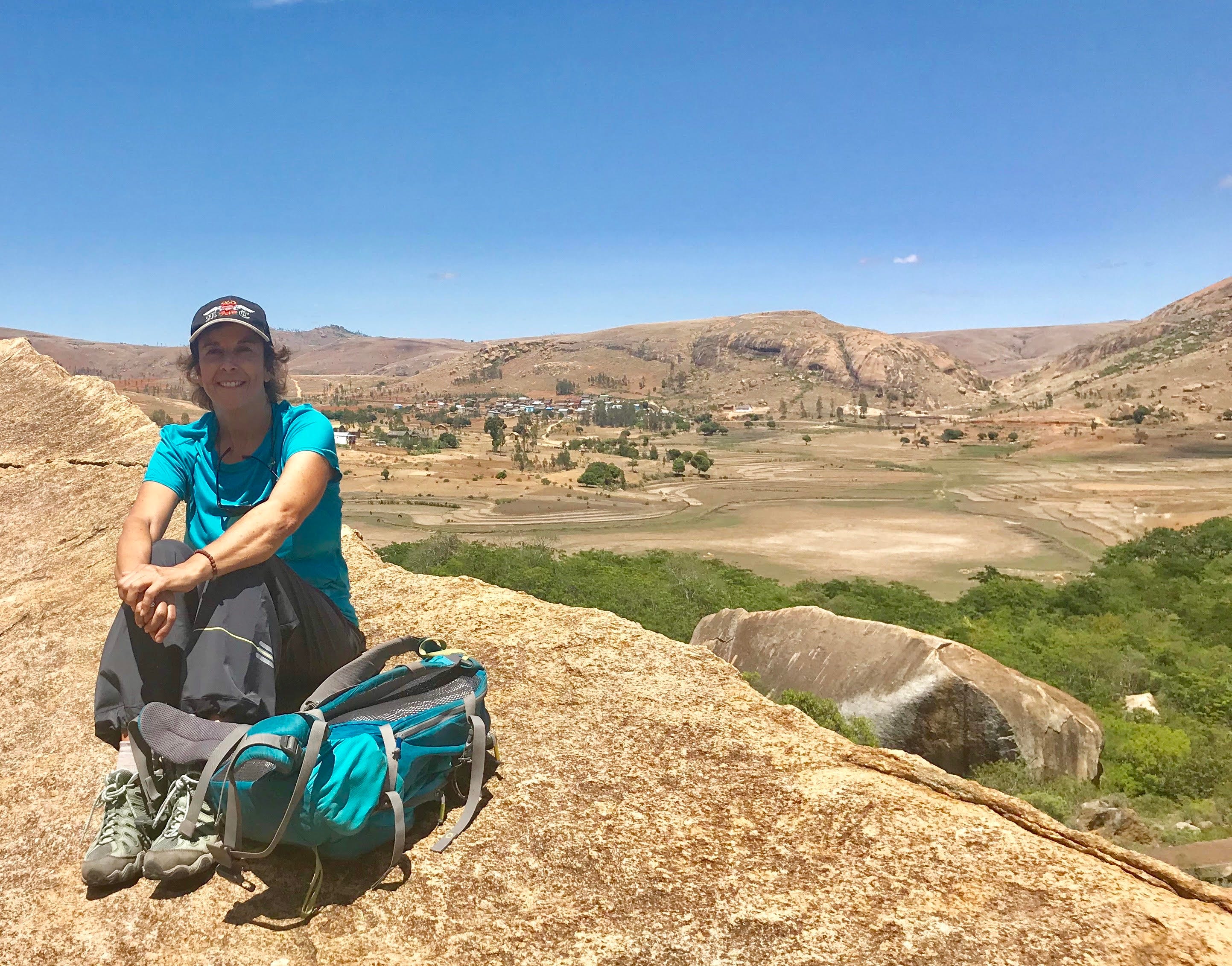 Cindy Sheahan sitting on a mountain in Madagascar.