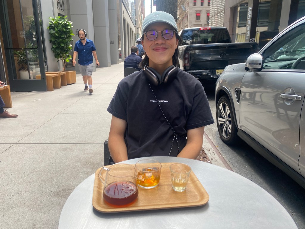 Harrison Huang tries a WatchHouse coffee.