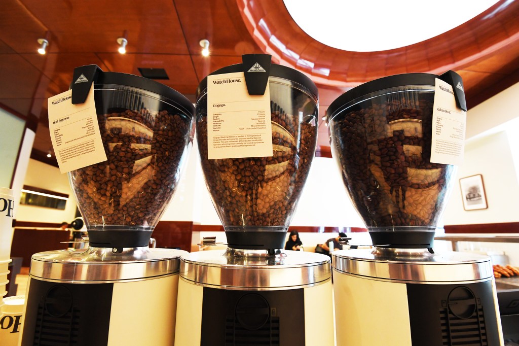 A view of the pourover machines at WatchHouse. 