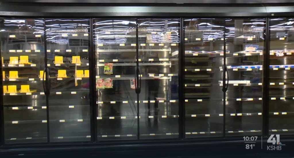 Empty shelves seen inside Sun Fresh Market.