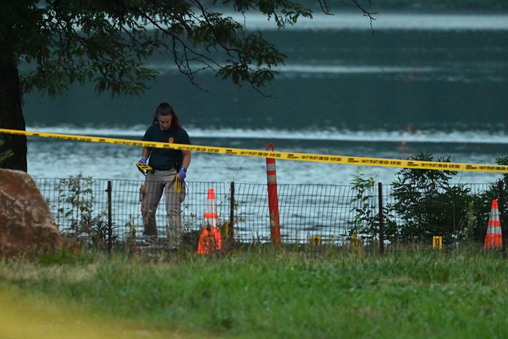 Crime scene investigator at a shooting in Fort Washington Park.