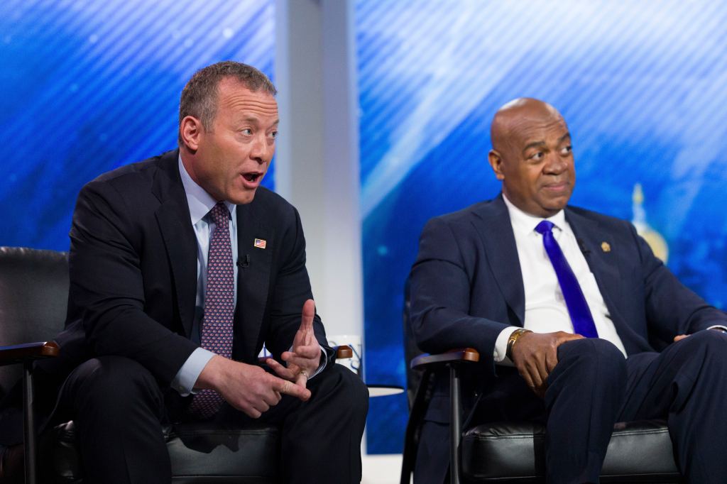 New Jersey gubernatorial candidates debating.