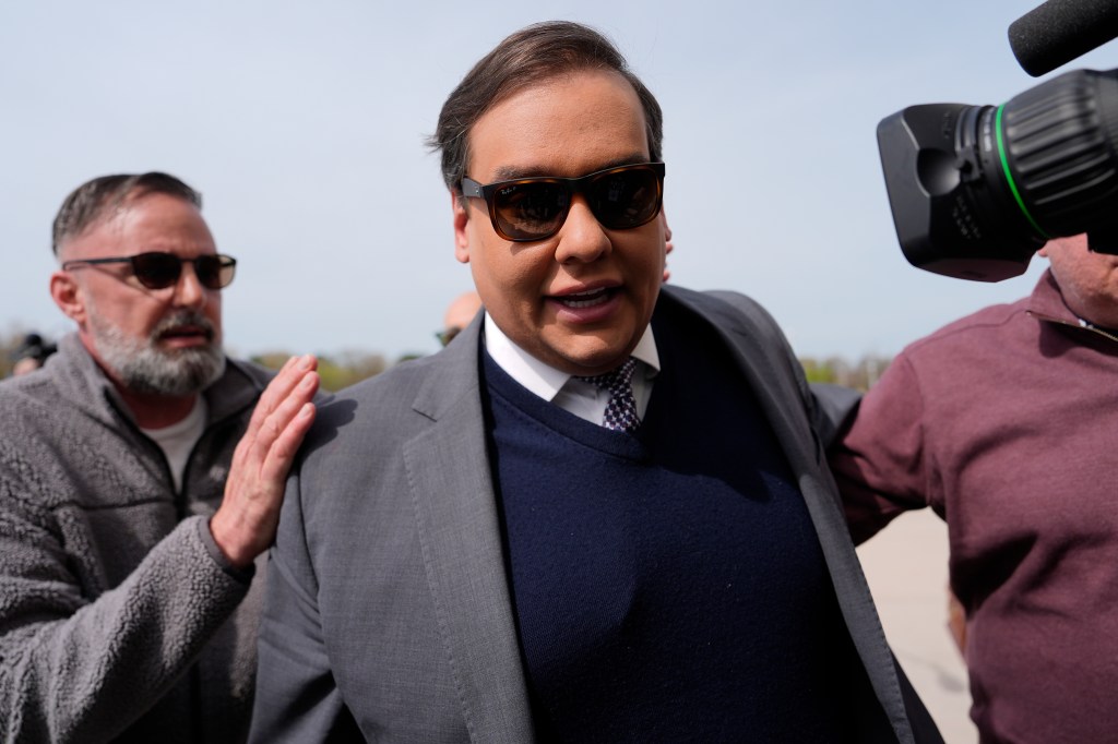 Former Rep. George Santos arrives at federal court for his sentencing on April 25, 2025.