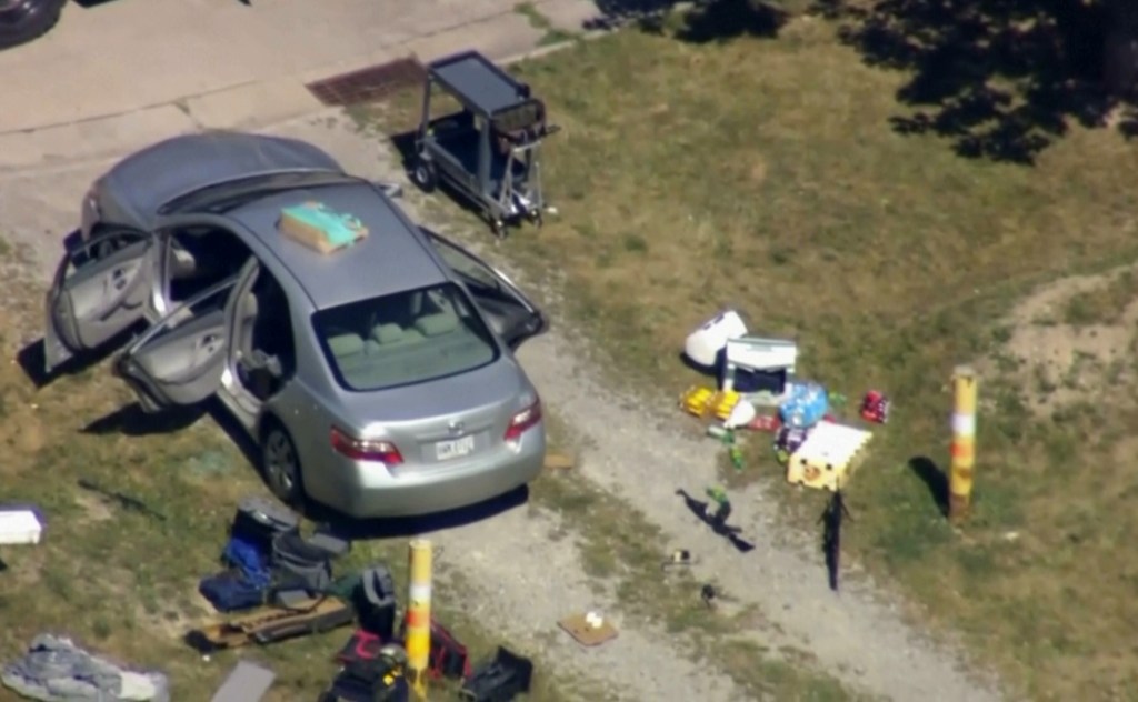 An Ohio police officer has died and another officer was wounded when a shooter ambushed the pair who parked to eat pizza.