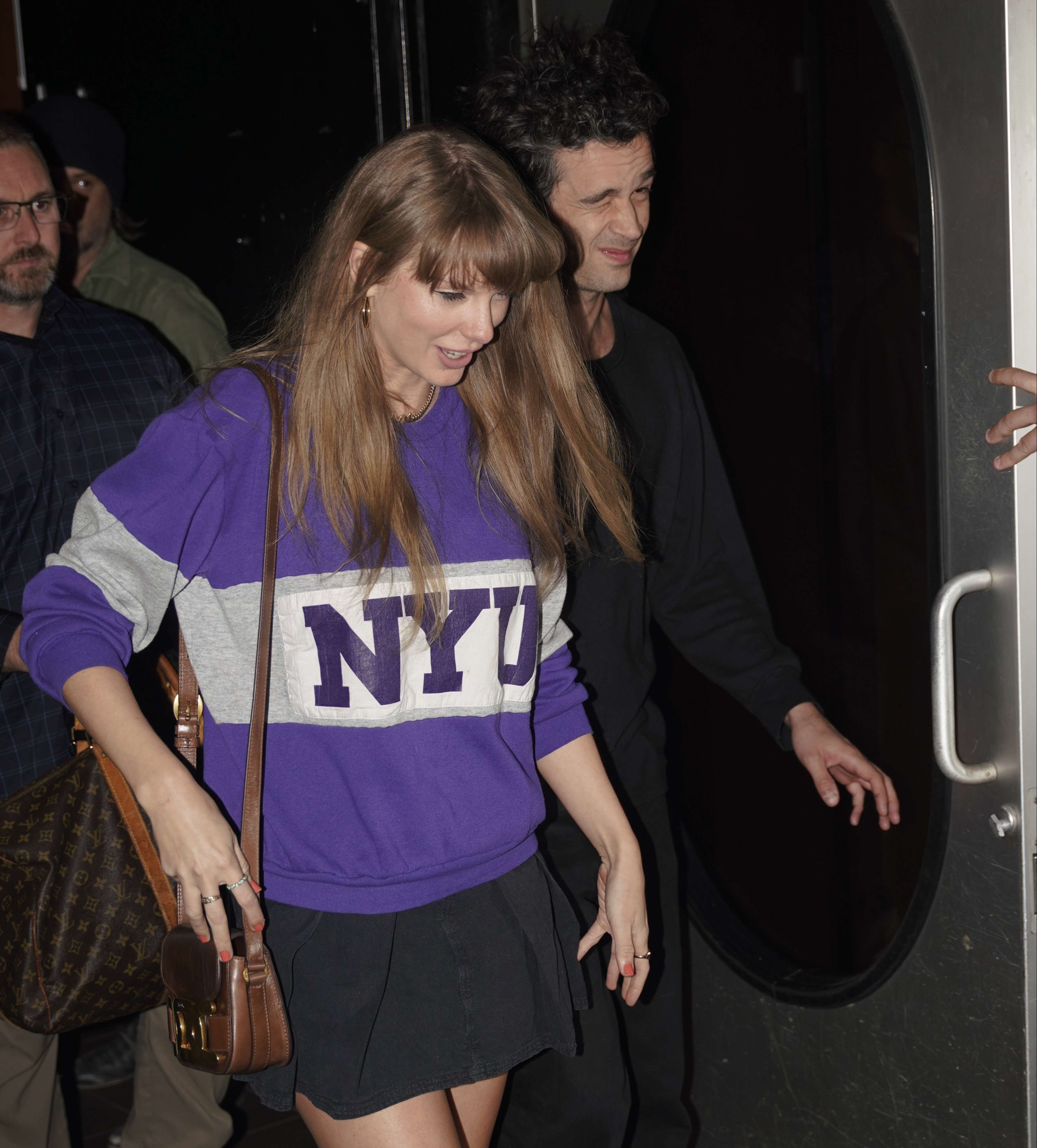 Taylor Swift and Matty Healy seen leaving 'The Electric Lady' studio in Manhattan on May 16, 2023 in New York City.