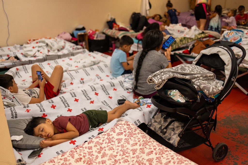 Migrants sleeping in an El Paso shelter.