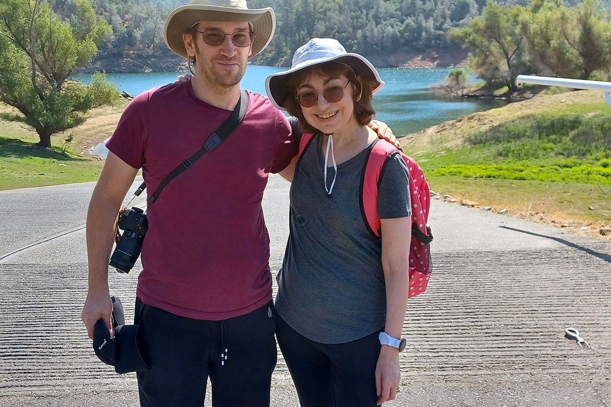 The couple while hiking outside in 2023.