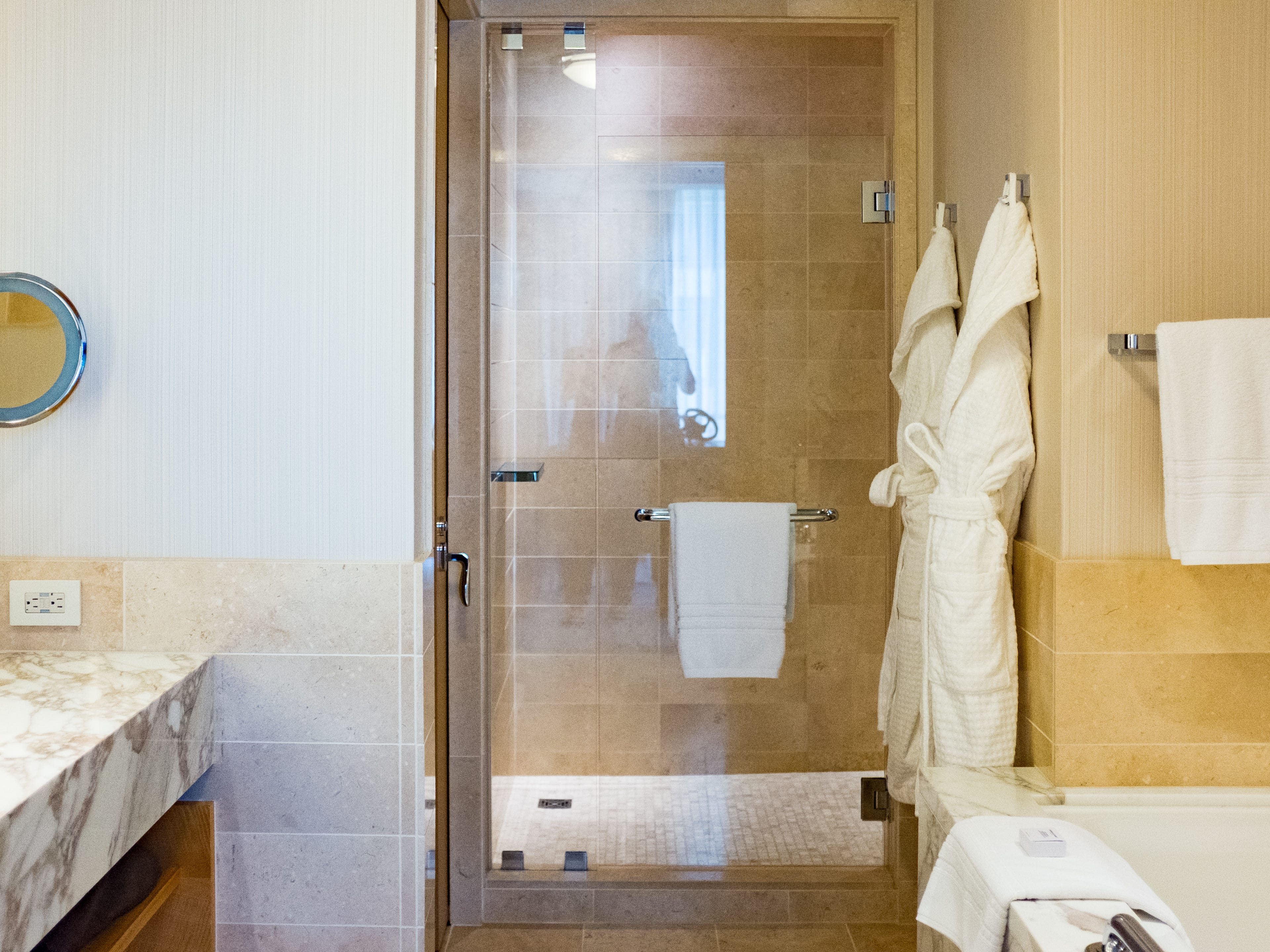 Inside a Four Seasons Seattle hotel bathroom