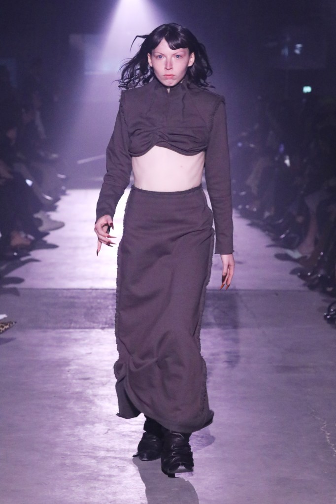 Miles Yardley, aka Salome Evangelista, walks he runway at New York Fashion Week in 2023. 