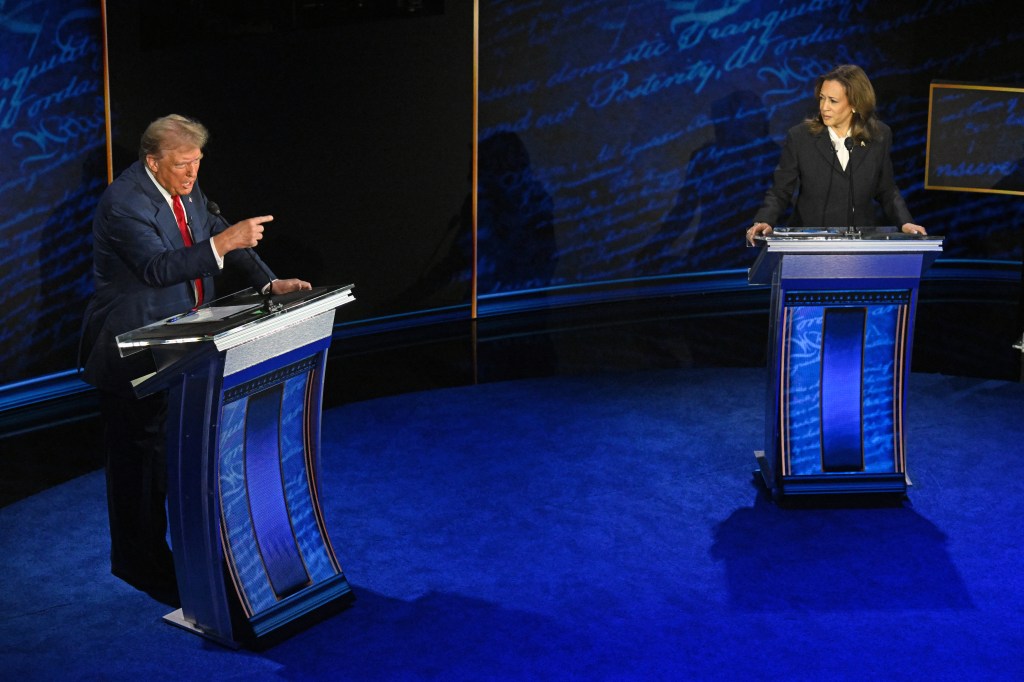 Presidential candidates Kamala Harris and Donald Trump at a debate.