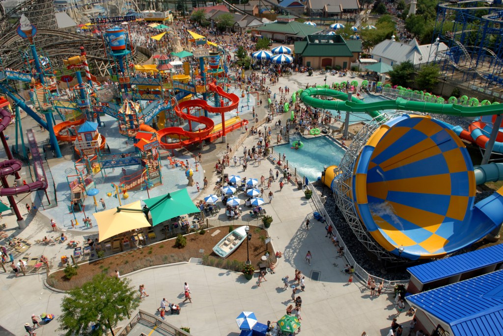 the theme park seen from above