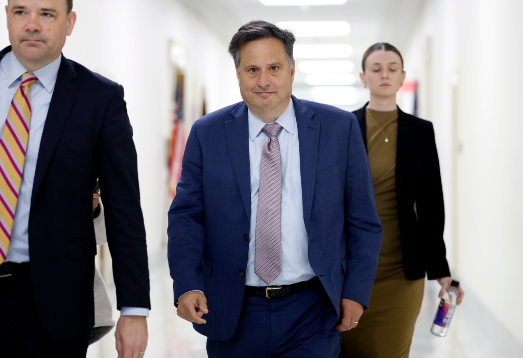 Ron Klain, former White House chief of staff, leaving an interview with the House Oversight Committee.