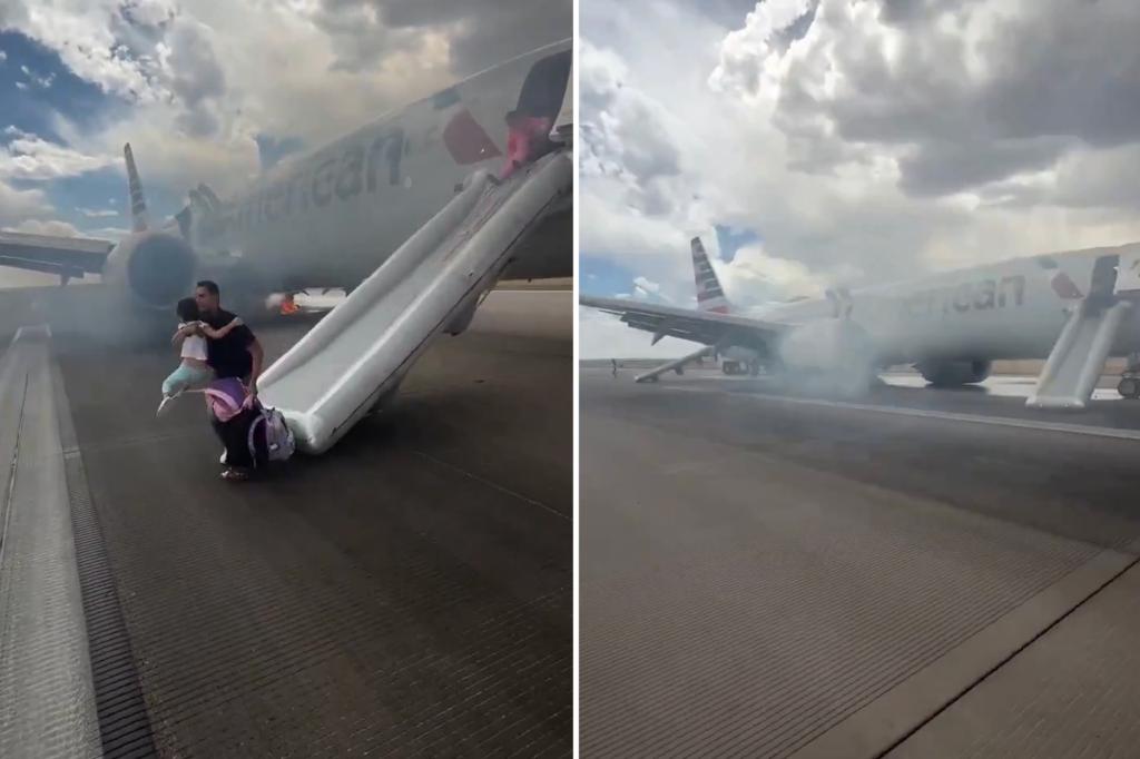 American Airlines flight engulfed in ‘a lot of smoke, fire,’ causing panicked passengers to flee via emergency slide, harrowing video shows