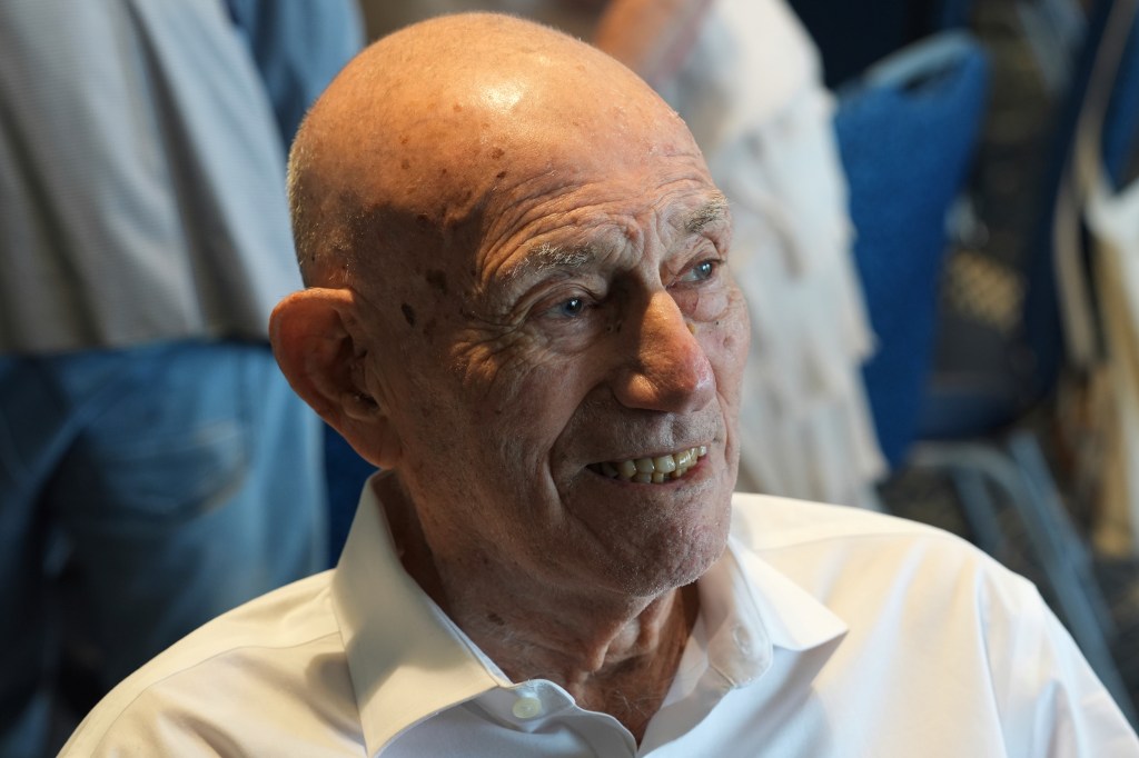 A World War II D-Day veteran at his 102nd birthday party.