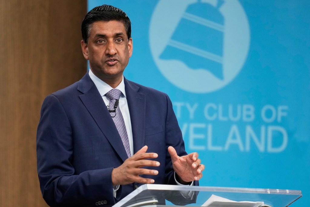 Rep. Ro Khanna speaking at a podium.
