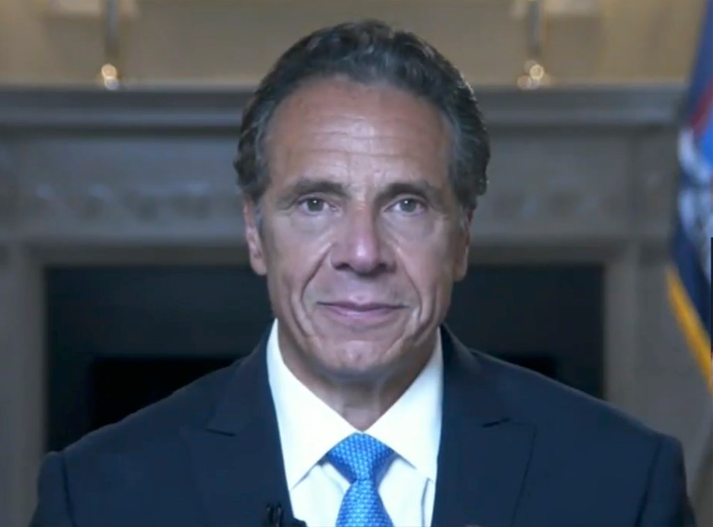 New York Gov. Andrew Cuomo gives his farewell speech after resigning as governor on Aug. 23, 2021.