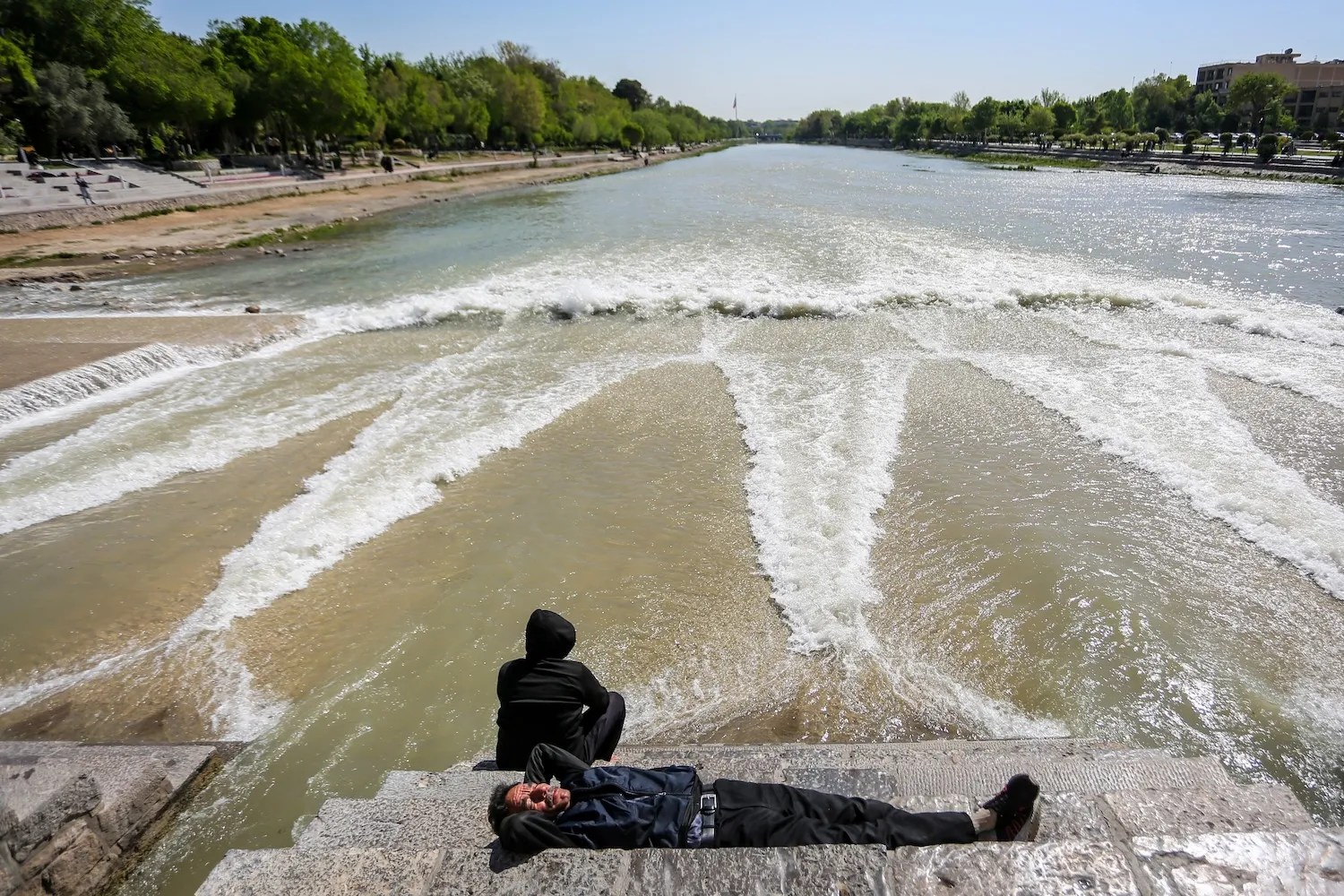 People visit the Si-o-Se Pol Bridge in Iran’s central city of Isfahan.